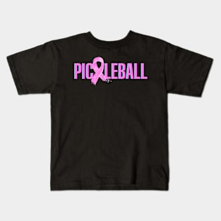 Pink Pickleball Ribbon by Pickleball ARTwear Kids T-Shirt